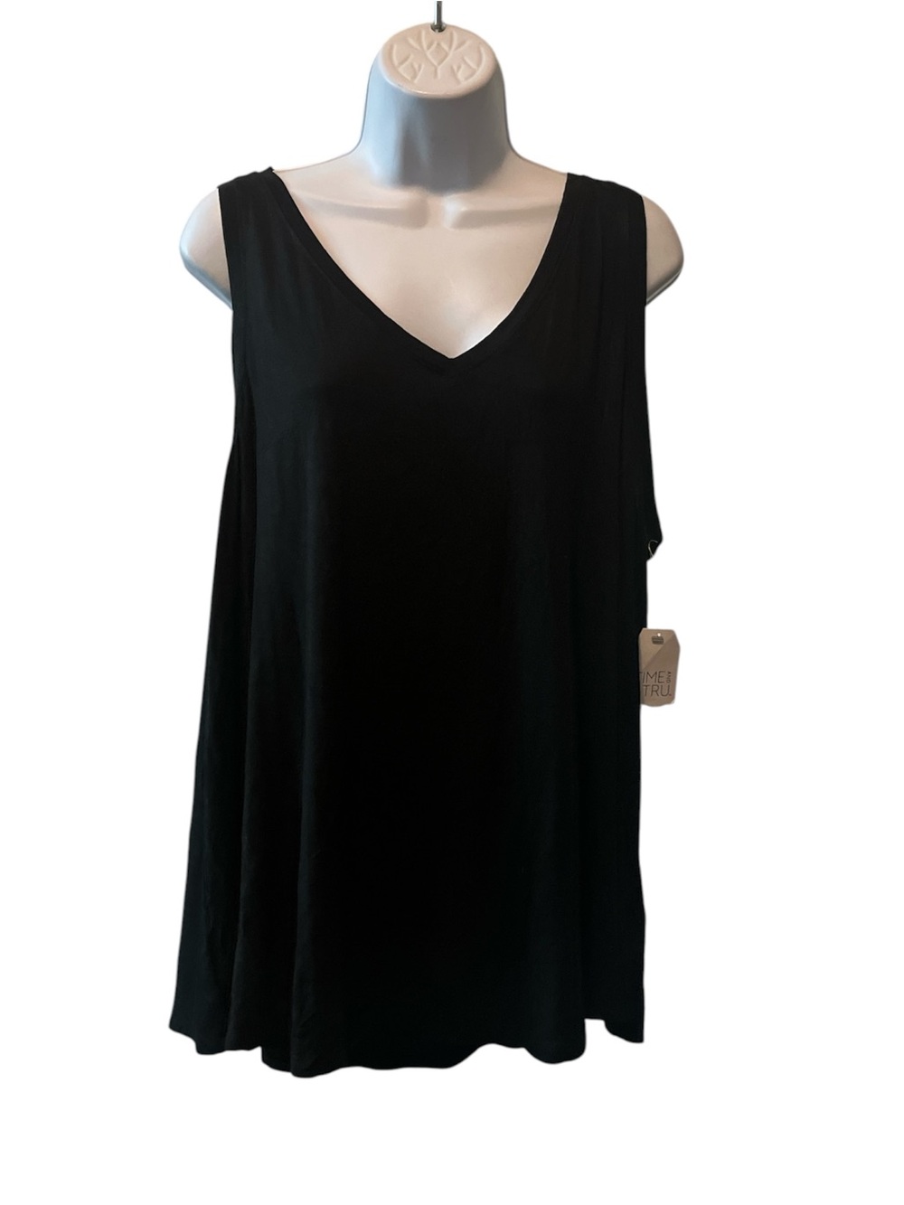 Time and Tru Black V-Neck Tank Top